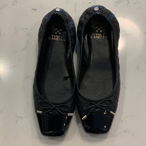 Vince Camuto Black Patent Quilted Flats